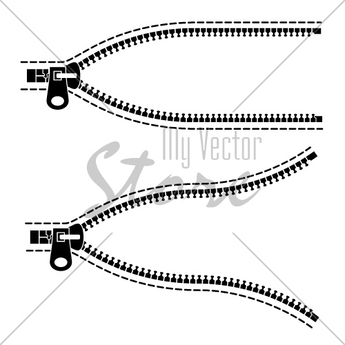 vector zipper black symbols