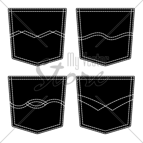 vector jeans pocket black symbols