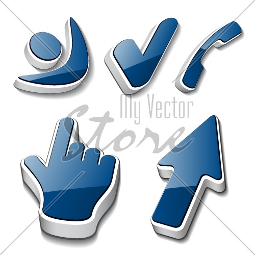 vector 3d symbols human checkmark phone cursor