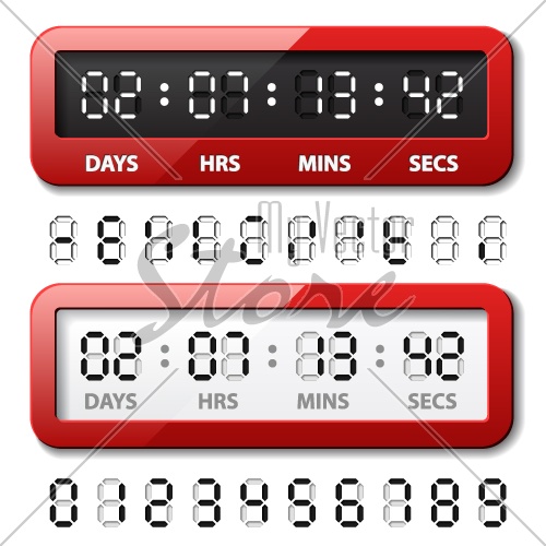 vector red mechanical counter - countdown timer