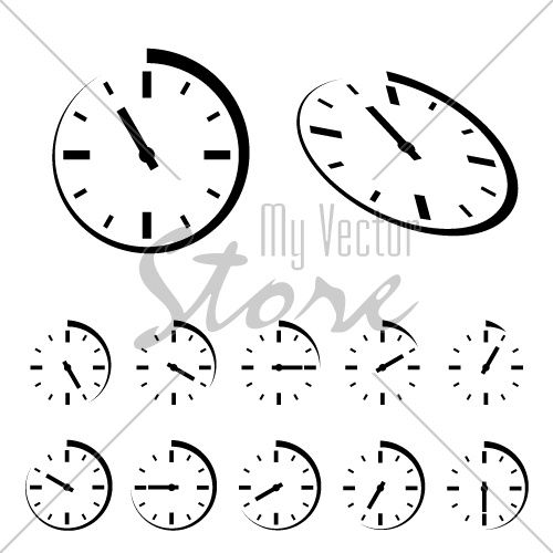 Vector round black timer icons