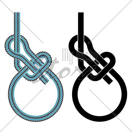 vector bowline loop climbing rope knot symbols