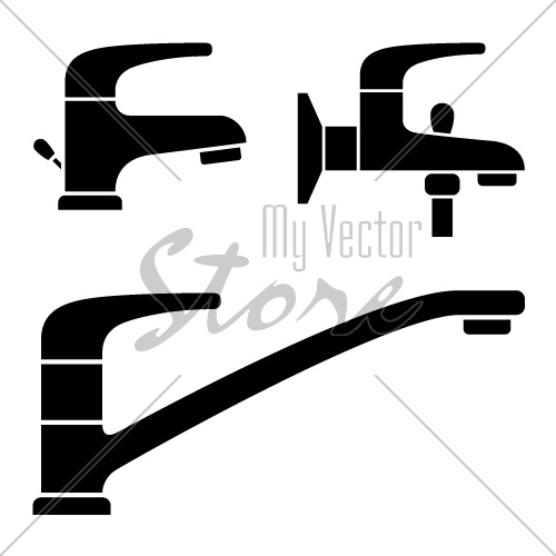 vector water tap black symbols