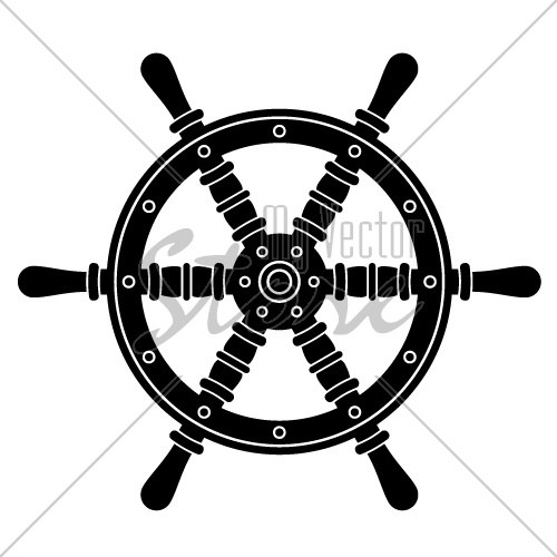 vector nautical boat steering wheel silhouette
