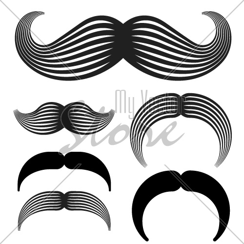 vector mustache vintage black icons