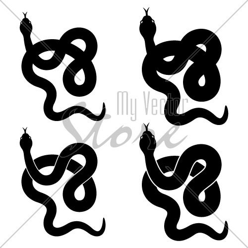 vector snake black silhouettes
