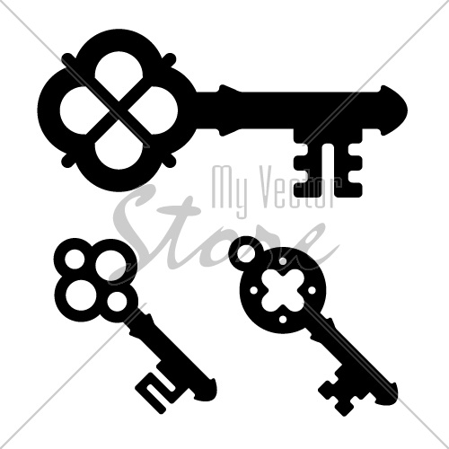 vector medieval key symbols