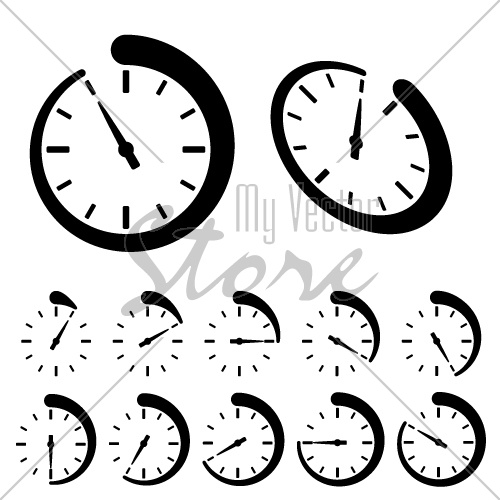 vector round black timer icons