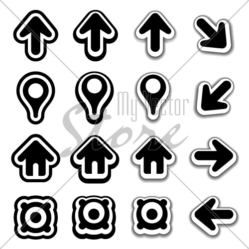 vector navigation buttons black icons