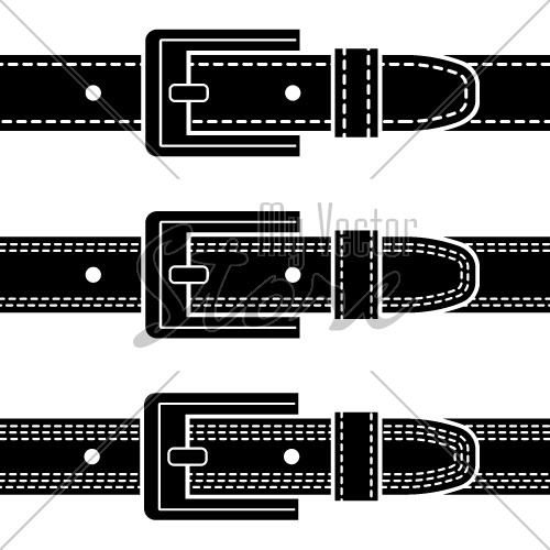 vector buckle quilted belt black symbols