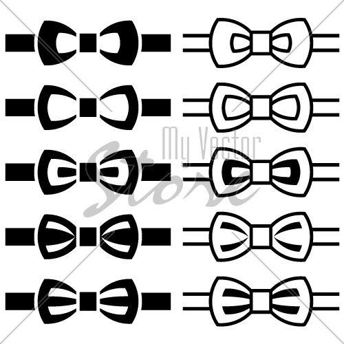 vector bow tie black white symbols