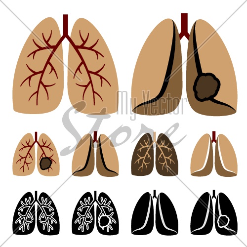 vector human lung cancer icons