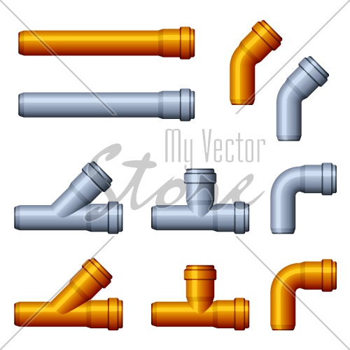 vector PVC sewer pipes orange gray