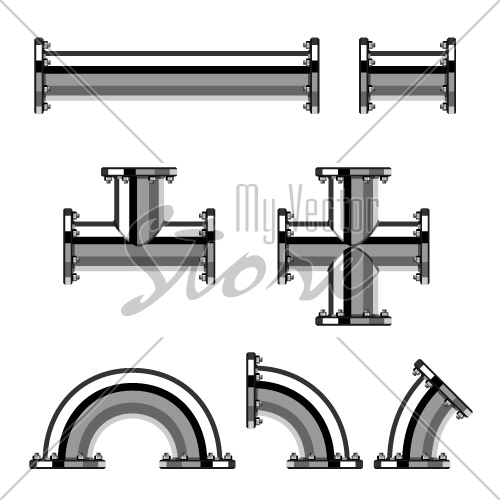 vector chrome pipes with flange