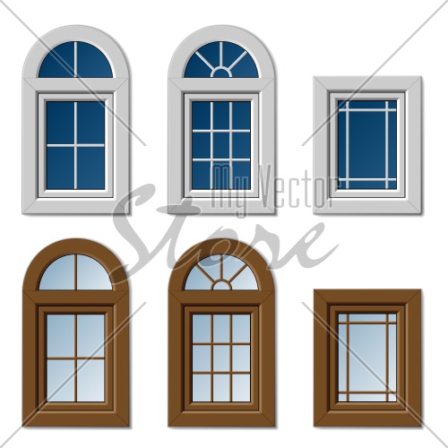 vector plastic windows white brown
