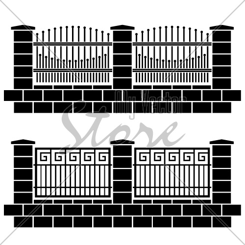 vector metal ornate fence black icons