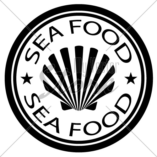 vector sea food shell stamp