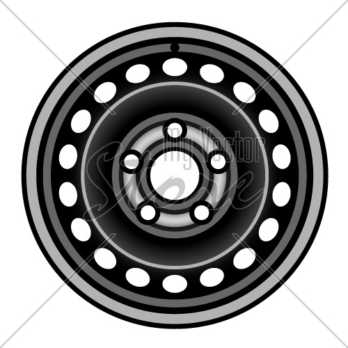 vector black car iron wheel rim