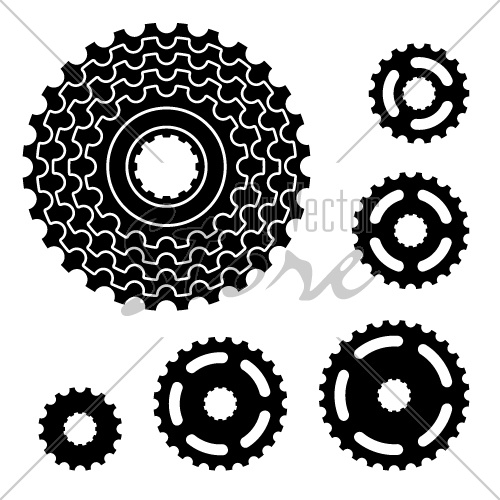 vector bicycle gear cogwheel sprocket symbols