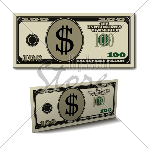 vector hundred dollar paper bill banknote