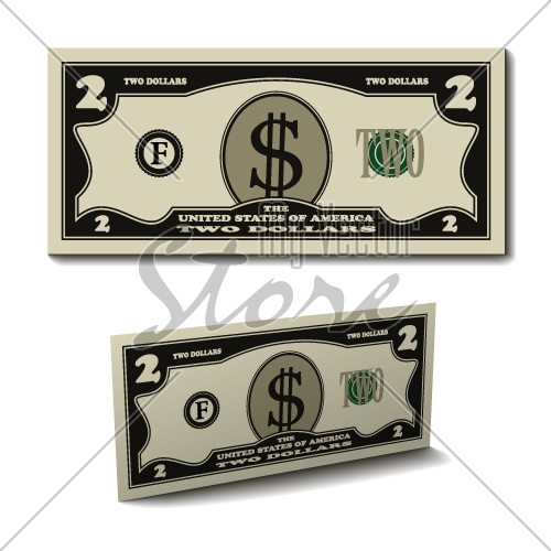 vector two dollar paper bill banknote