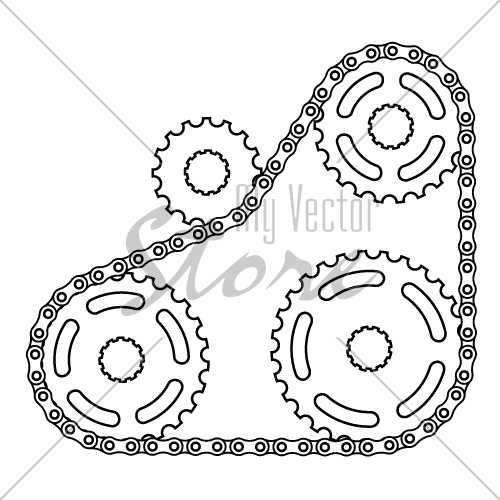 vector industrial chain sprocket silhouette