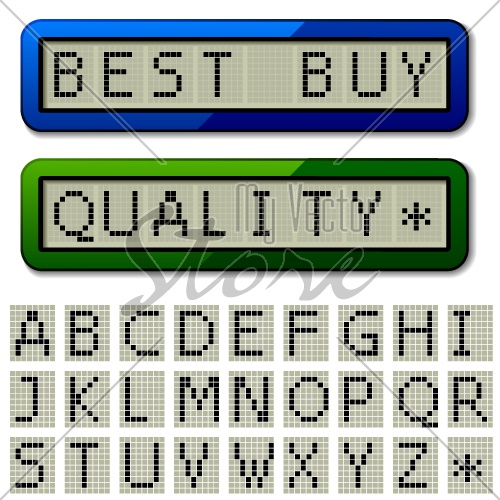 vector LCD display pixel font - uppercase characters