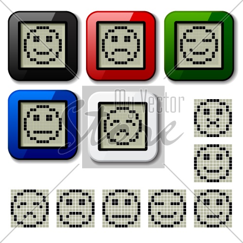 vector LCD display pixel smiley faces