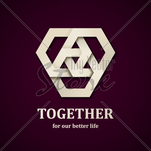 vector together paper icon design template