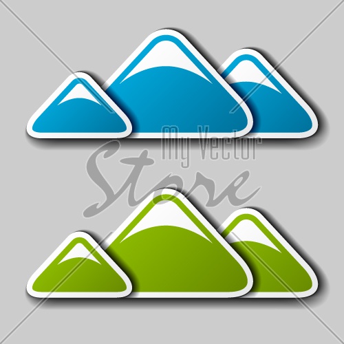 vector paper winter spring mountains symbols