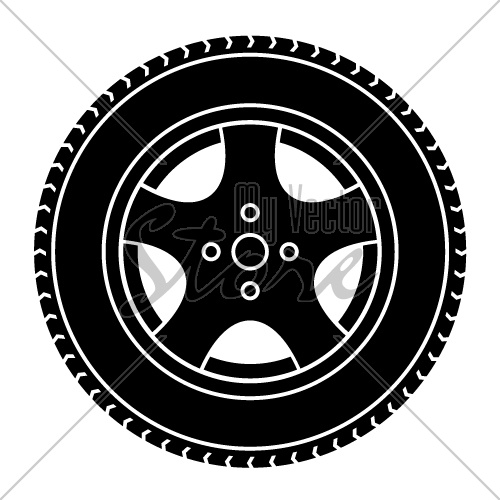vector car wheel black white symbol