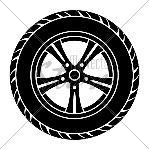 vector car wheel black white symbol