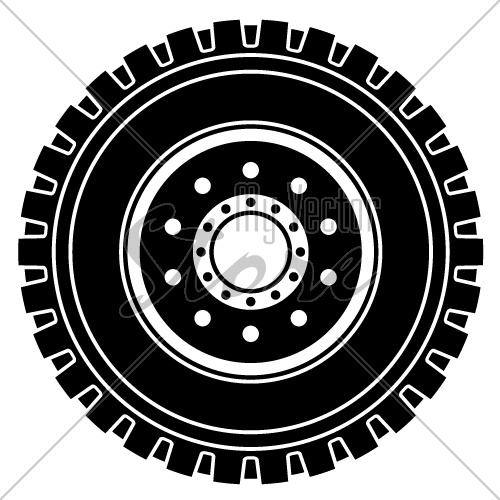vector truck wheel black white symbol