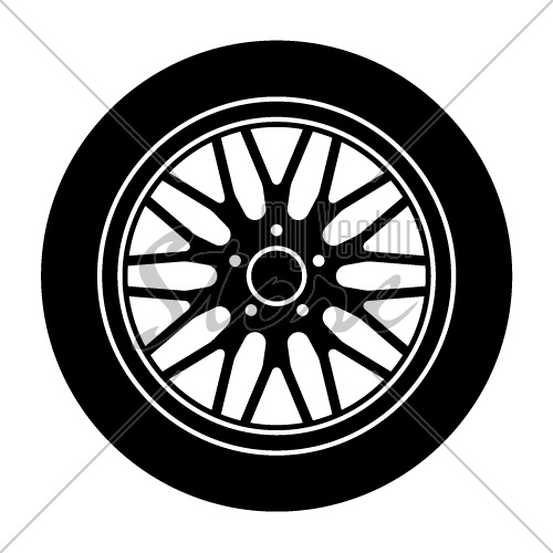 vector car aluminum wheel black white symbol