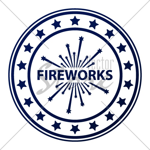 vector fireworks stamp