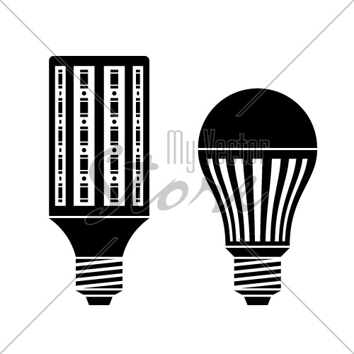 vector LED energy saving lamp bulb symbols