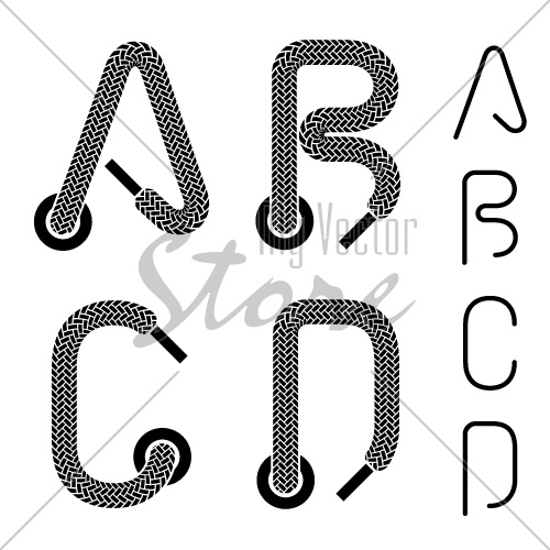 vector shoe lace alphabet letters A B C D