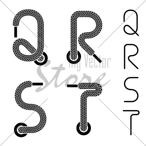 vector shoe lace alphabet letters Q R S T