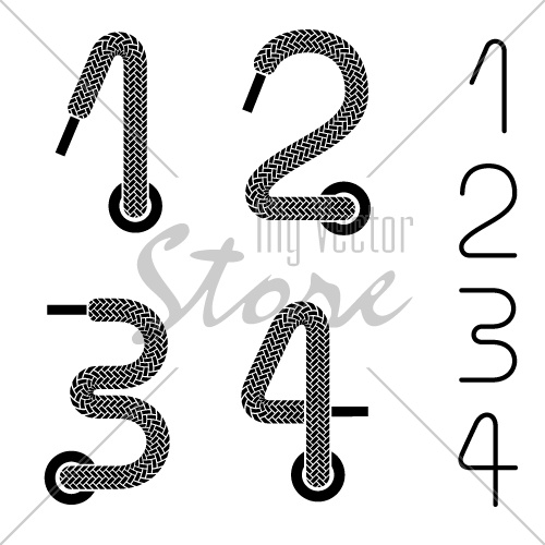 vector shoe lace numbers 1 2 3 4