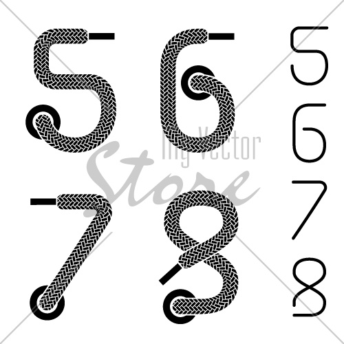 vector shoe lace numbers 5 6 7 8