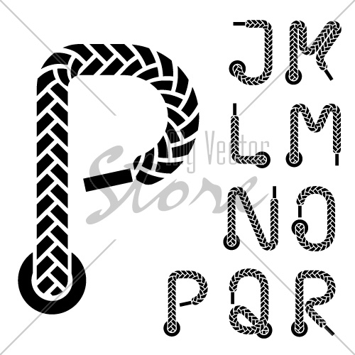 vector shoe lace alphabet letters part 2