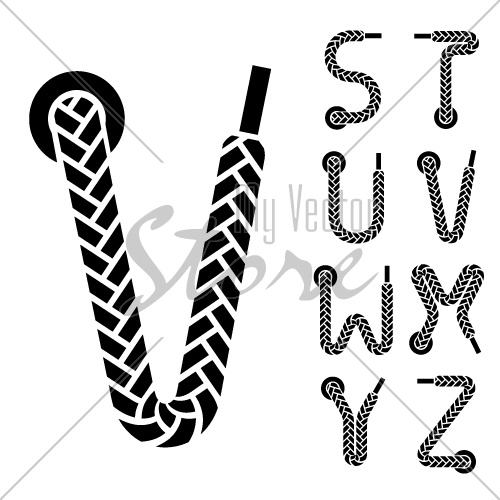 vector shoe lace alphabet letters part 3
