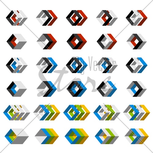 vector abstract 3D square icons