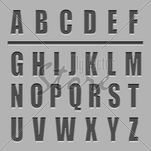 vector stone carved alphabet font