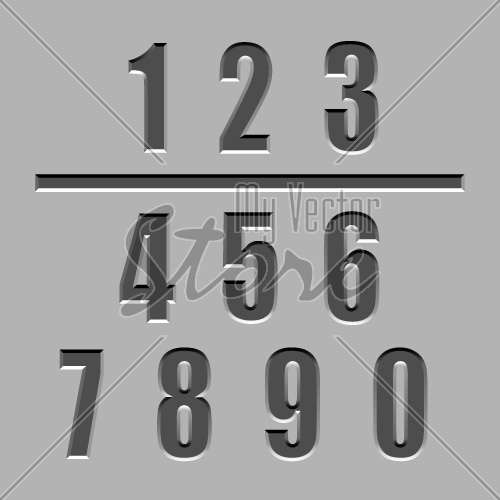 vector stone carved numbers font