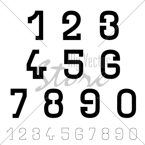 vector black simple font numbers