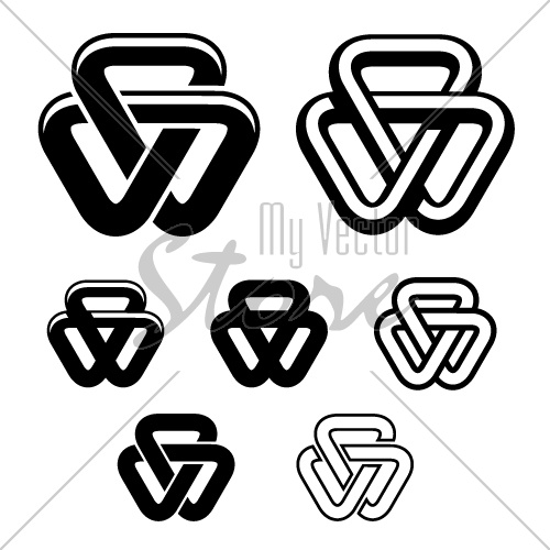 vector unity triangle black white symbols