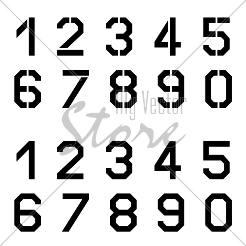 vector stencil angular font numbers