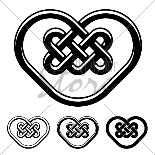 vector celtic heart black white symbols