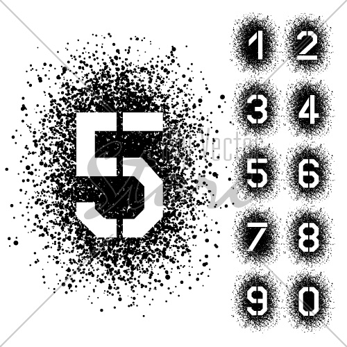 vector spray stencil angular font numbers